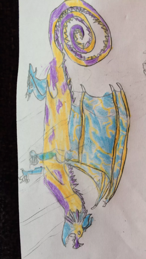 Aile de Pluie doré aux ailes bleues veinées d'or.webp